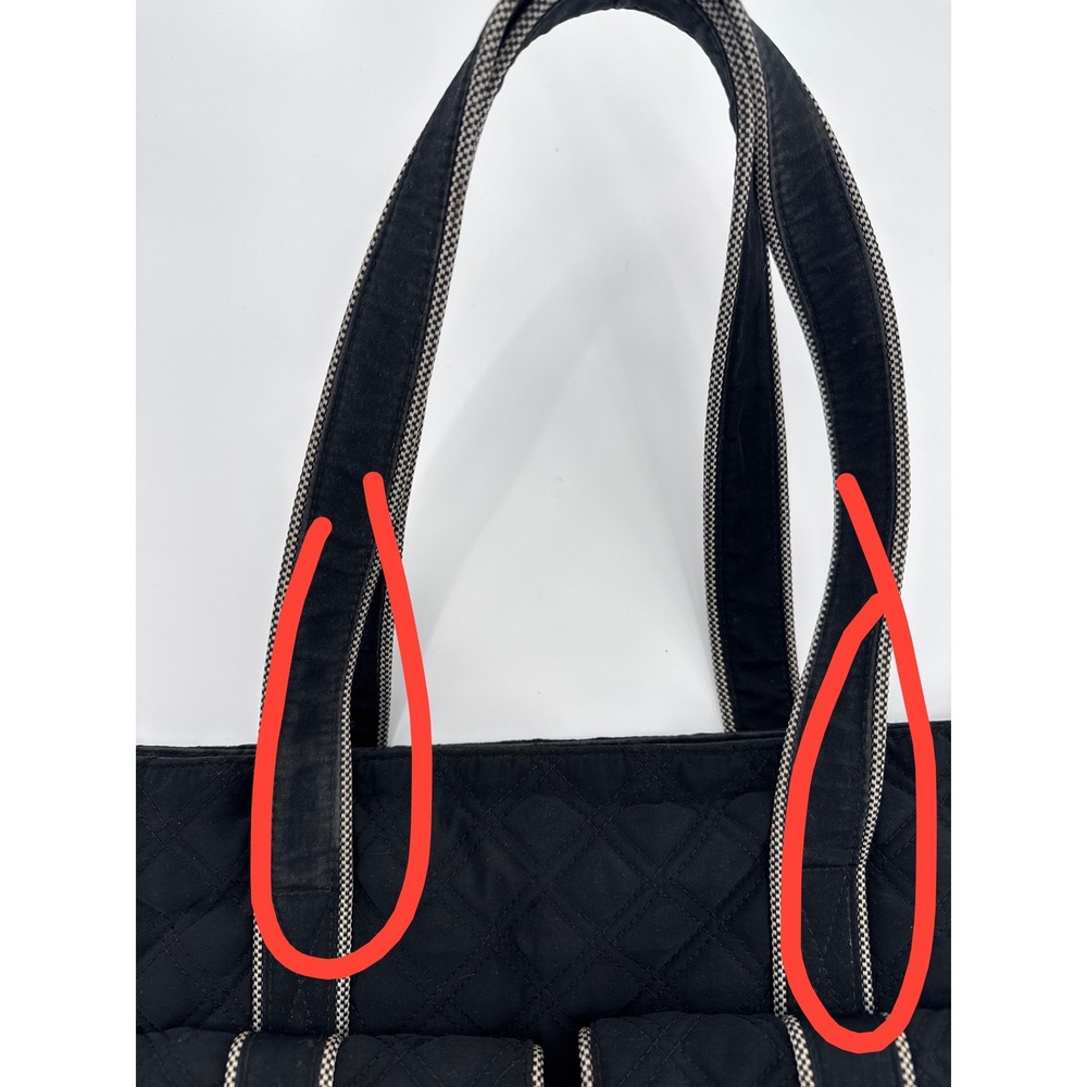 Vera Bradley Black Quilted Microfiber Tote Bag Women Large(Light wear on front) - Picture 10 of 11